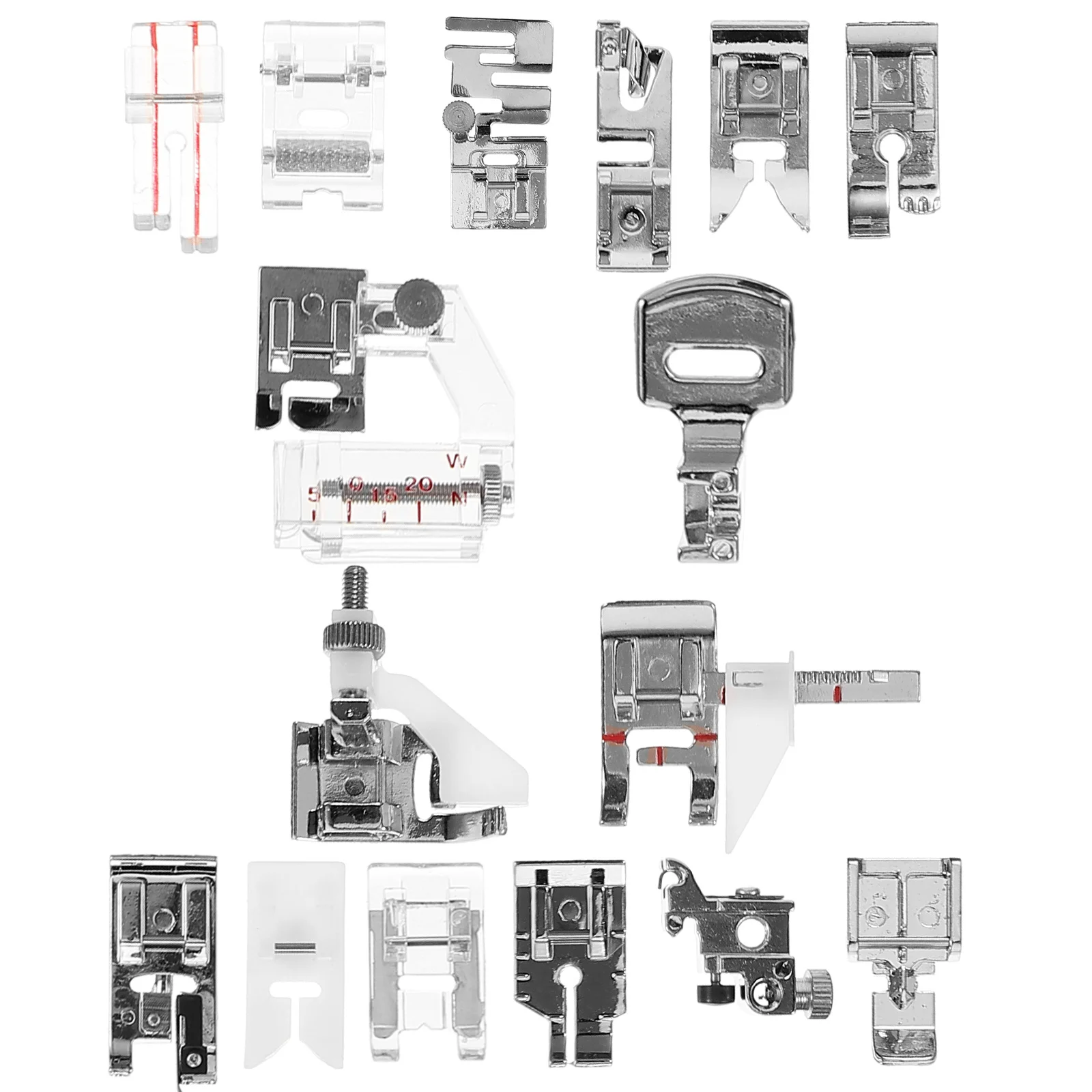 16 قطعة أجزاء ماكينة الخياطة أقدام الضغط المعدنية للاستخدام المنزلي والصناعي مقاومة للاهتراء استبدال خياطة الملحقات