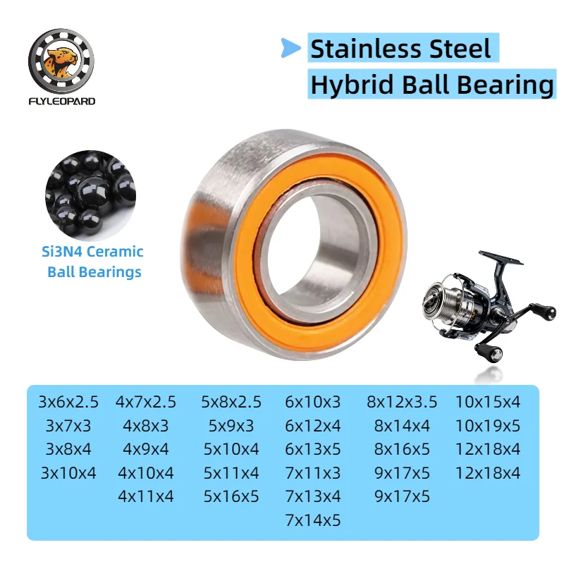 5/10P 3x6x2.5 4x8x3 4x10x4  5x11x4 Smooth Modified Hybrid Ceramic Bearings for Fishing Reels, Baitcasting & Spinning ABEC-7