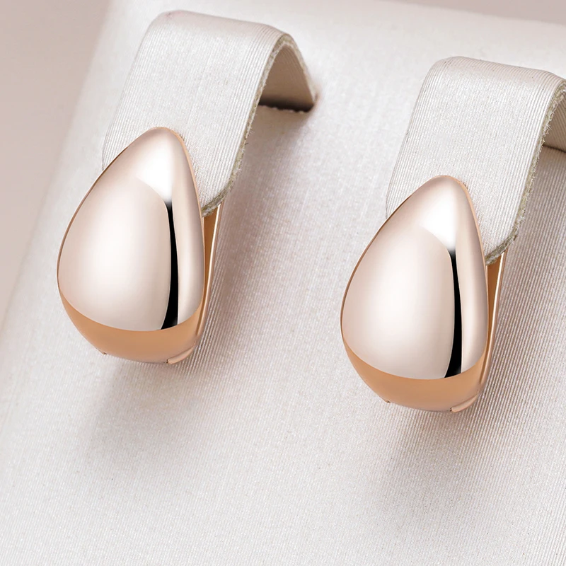Kinel-pendientes colgantes de circonita Natural marrón ovalado grande para mujer, joyería fina Simple de Color oro rosa 585, joyería fina para boda y novia