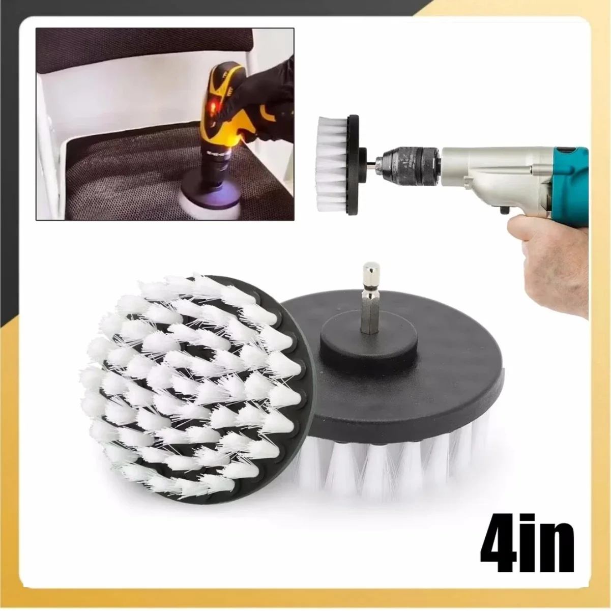 4 Inch Drill Brush Car Cleaning Beauty Electric Drill Brush Carpet Cleaner Bathroom Toilet Scrubber Household Cleaning Tools