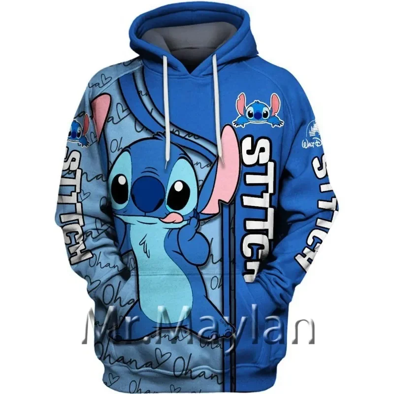 MINISO Cartoon Anime Stitch Hoodie Autumn Long Sleeve Loose Sport Hoodie Clothes Fashion Streetwear Sweatshirt For Adult/Kids