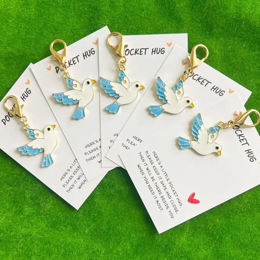 1/5/10/20/50/100pcs s, Romantic Free Little Pigeon Bird Set, Paired with Inspirational Hug Card, Motivational And Heartwarming.
