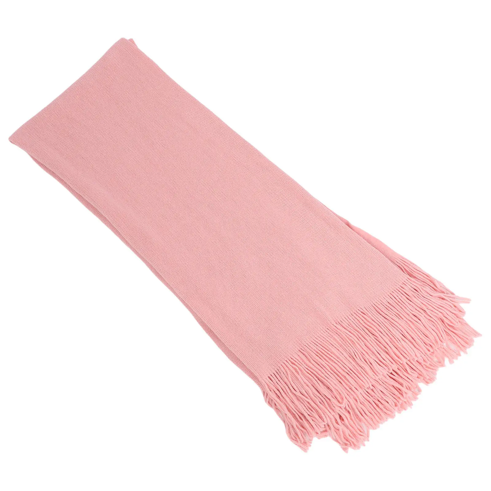 Stylish Solid Color Fringed Nordic Blanket 220x127cm Pink Soft Skin Friendly Breathable for Living Room Bedroom Hotel Use