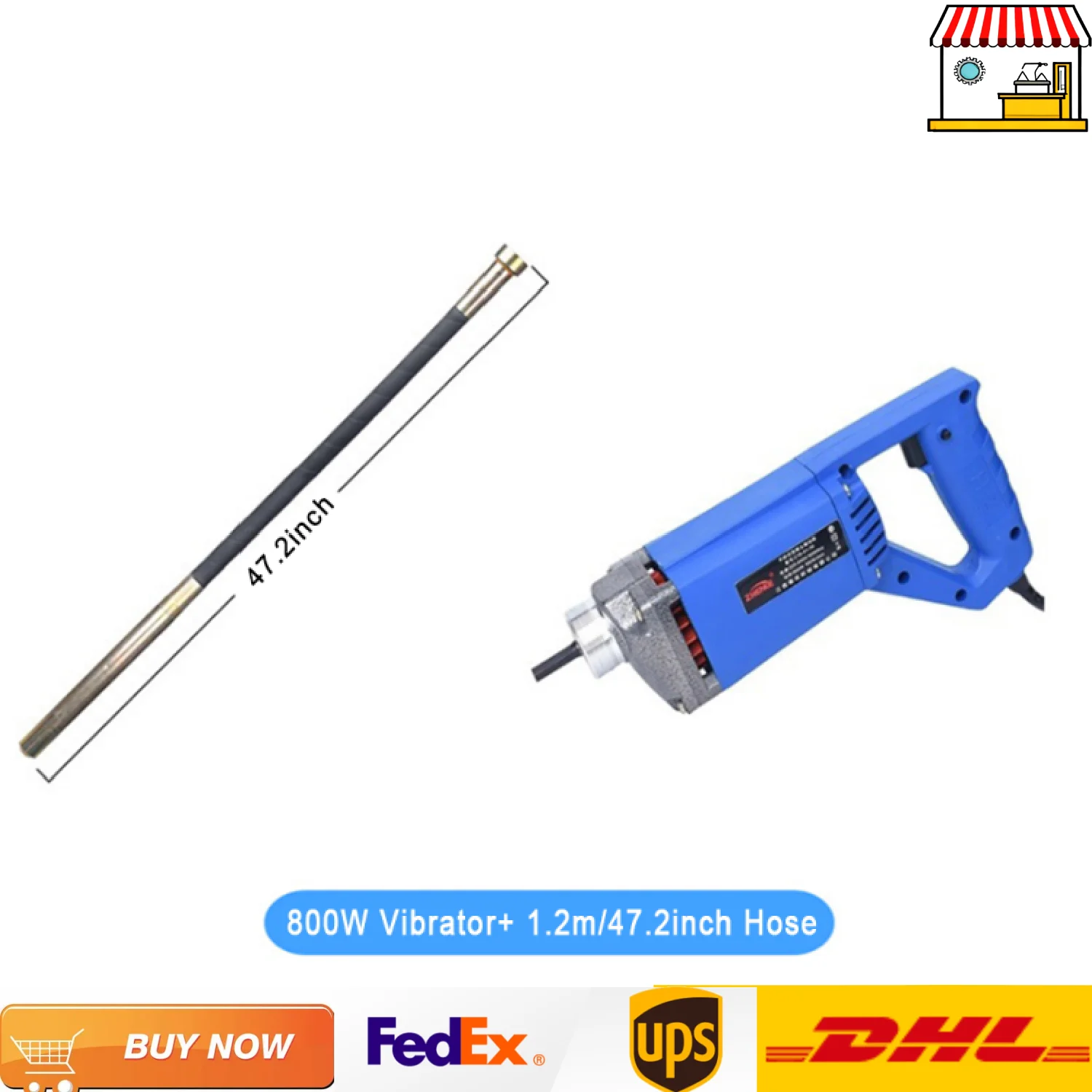 110V 120 Cm Concrete Vibrators Electric Wear-resistant Concrete Vibrator for Construction Blue