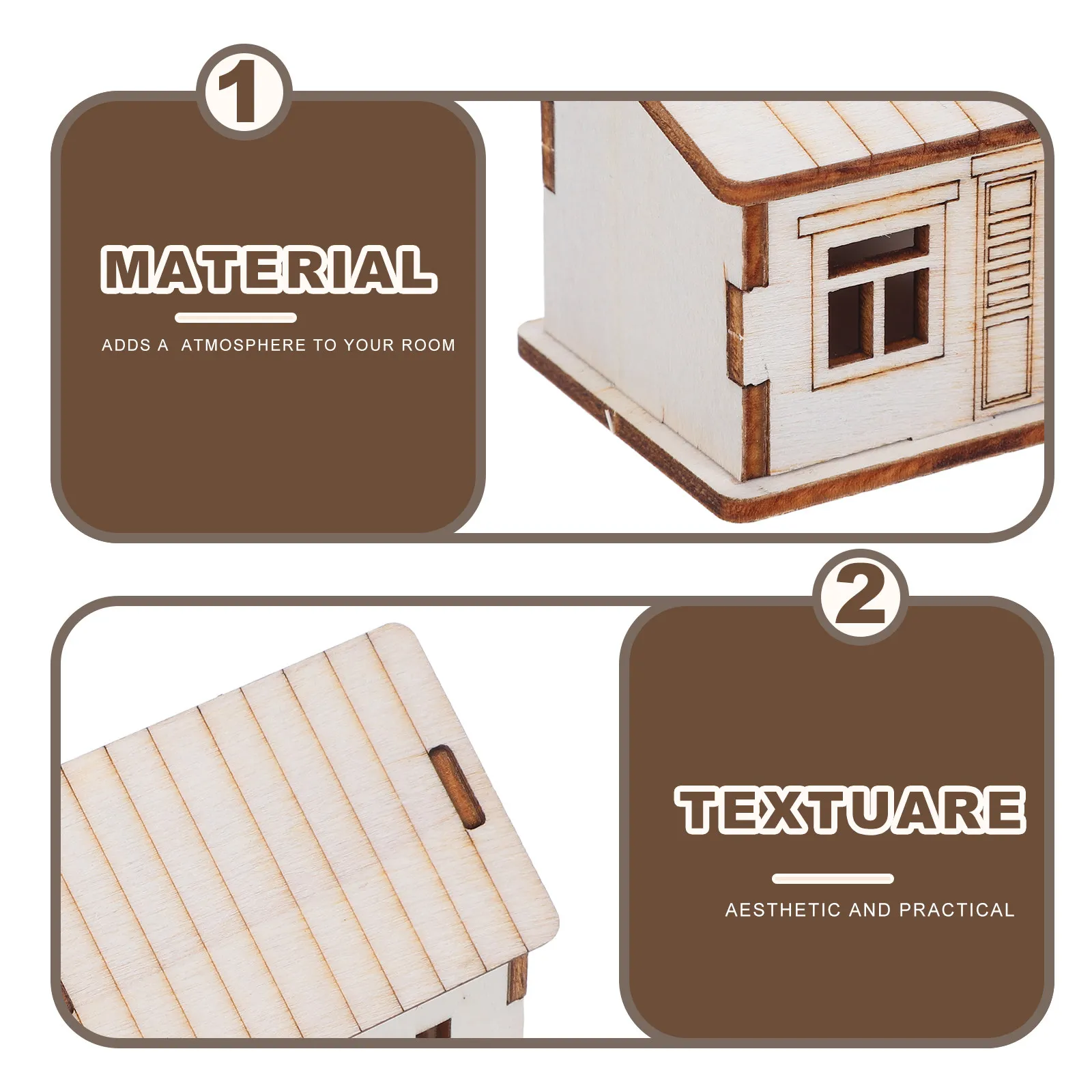 Kit Fai-da-Te Casetta in Legno Miniatura, Edificio in Legno Non Finito per Decorazioni Natalizie, Diorama e Kit Architettonico