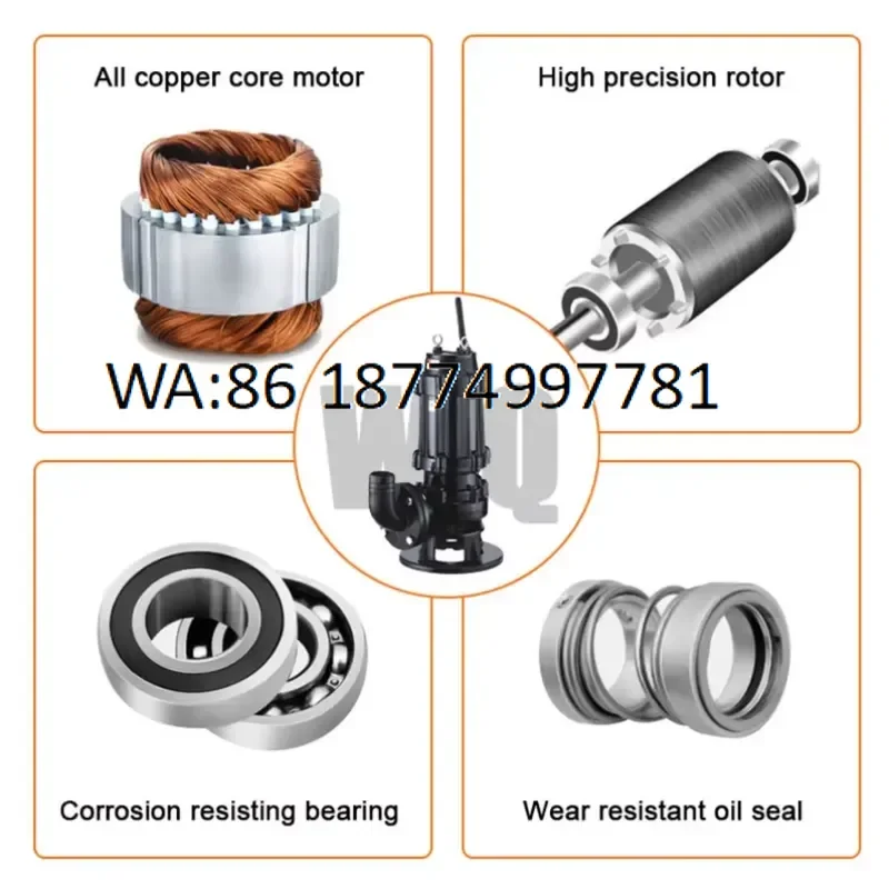 custom for 1HP 3HP 5HP 7.5HP 10HP Non Clogging Submersible Sewage Slurry Pump with Copper Motor Centrifugal Watering Pump