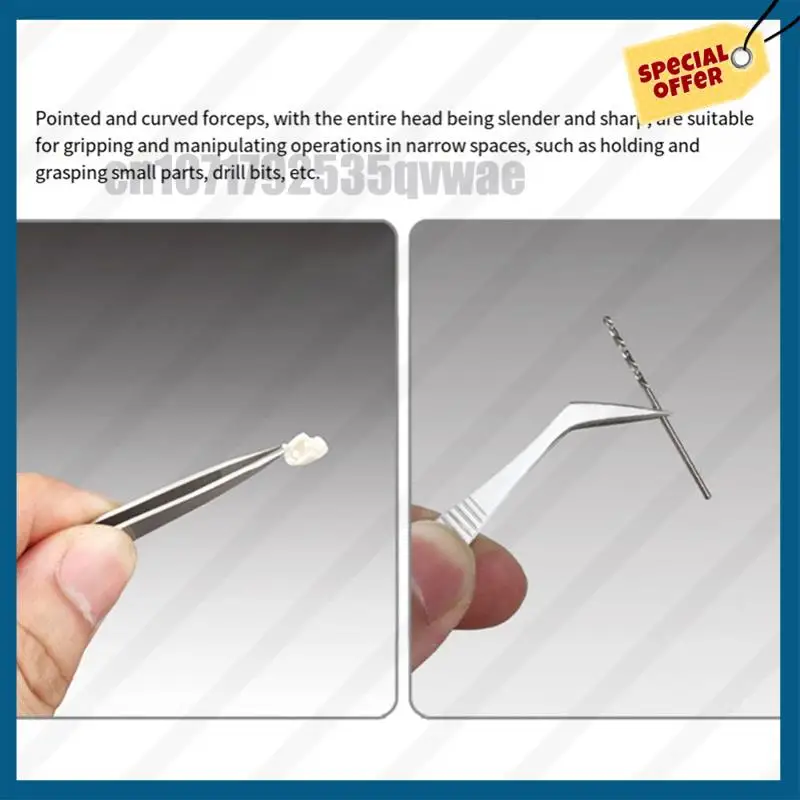-A89Z 스트레이트 벤트 클립 드레싱 4PCS 정밀 핀셋 세트 전자 수리 납땜을위한 두꺼운 스테인레스 스틸 도구