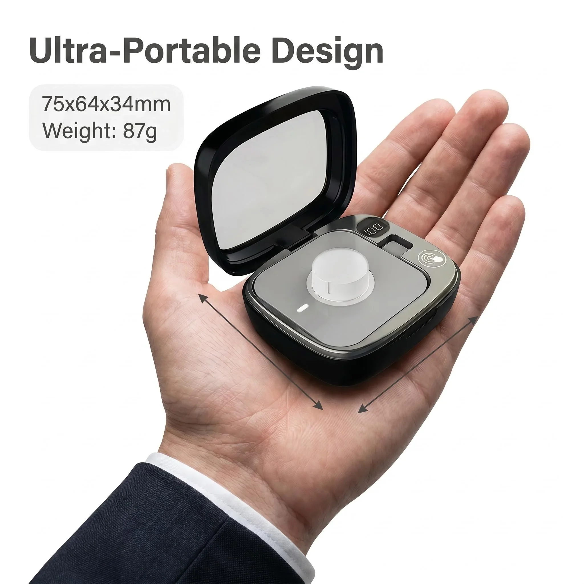 For Oura Ring 5/4/3 2000mAh Portable Charging Case LED Display Transparent Window Smart Ring Charger Storage Box
