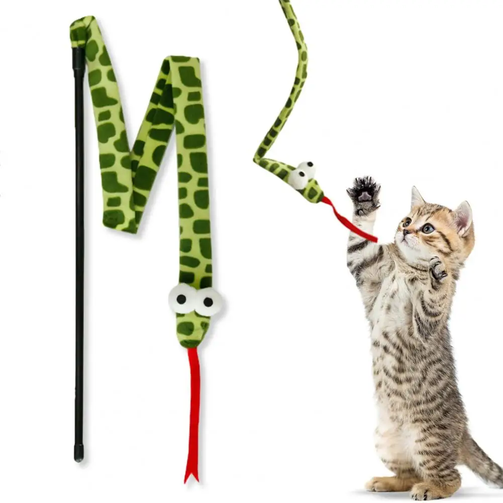 

Cat Teaser Toy Soft Scratch-Resistant Interactive Cat Stick Toy Cartoon Snake Shape Entertaining Cat Wand Toy Pet Supplies