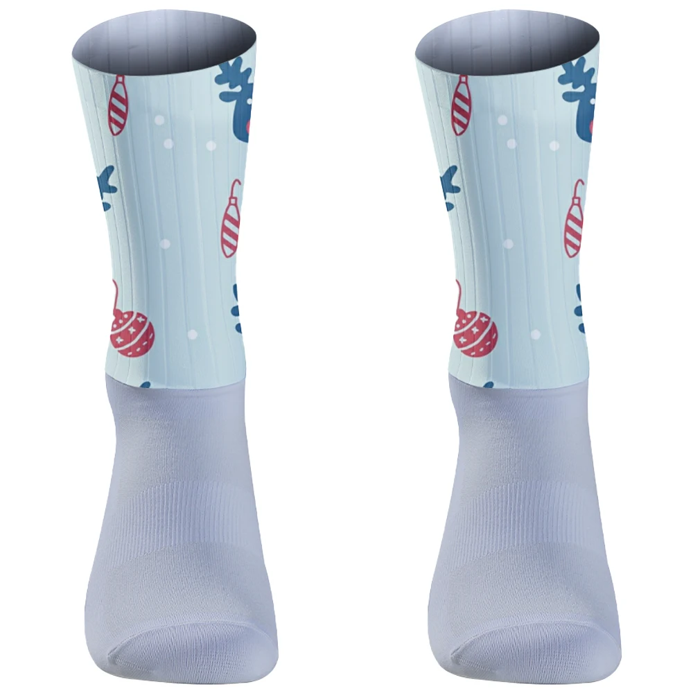 Christmas stocking Anti Slip Silicone Summer Aero Socks Cycling Socks Men Bicycle Sport Running Bike Socks Calcetines