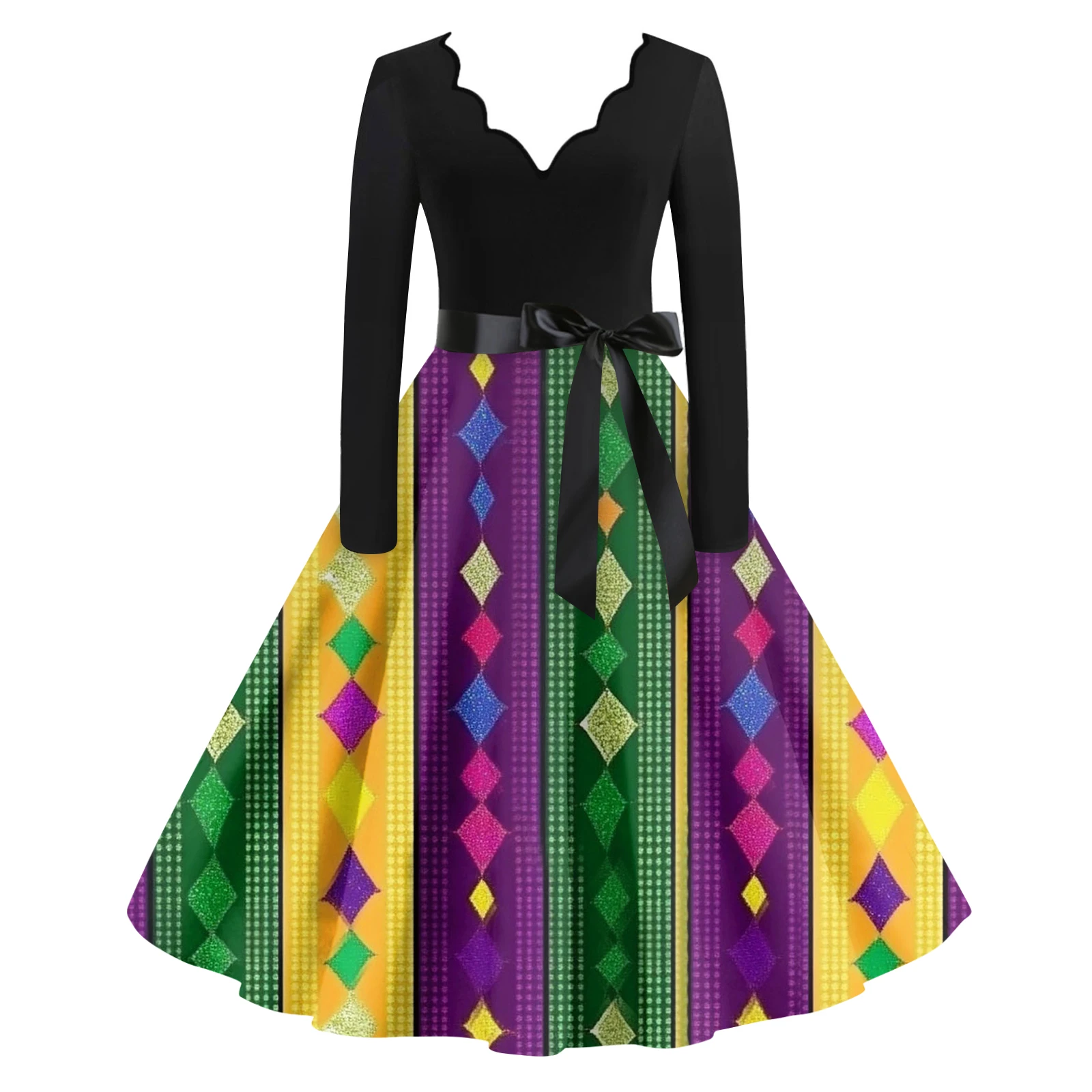 فستان نسائي كاجوال برقبة على شكل V وأكمام طويلة مطبوع عتيق فستان طويل ملابس نسائية فساتين للمرأة فيستدوس بارا موجر