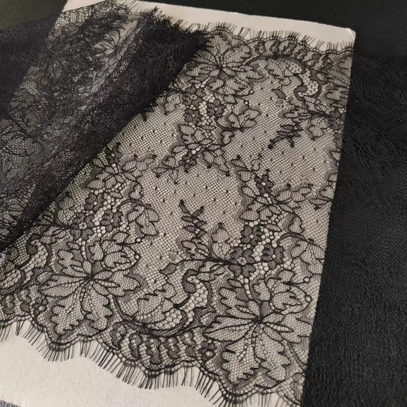 25cm Wide Black White Beige Non Stretch Eyelet Lace Trim Wedding Dress Skirt Sleeve Garment Sewing Accessories Set
