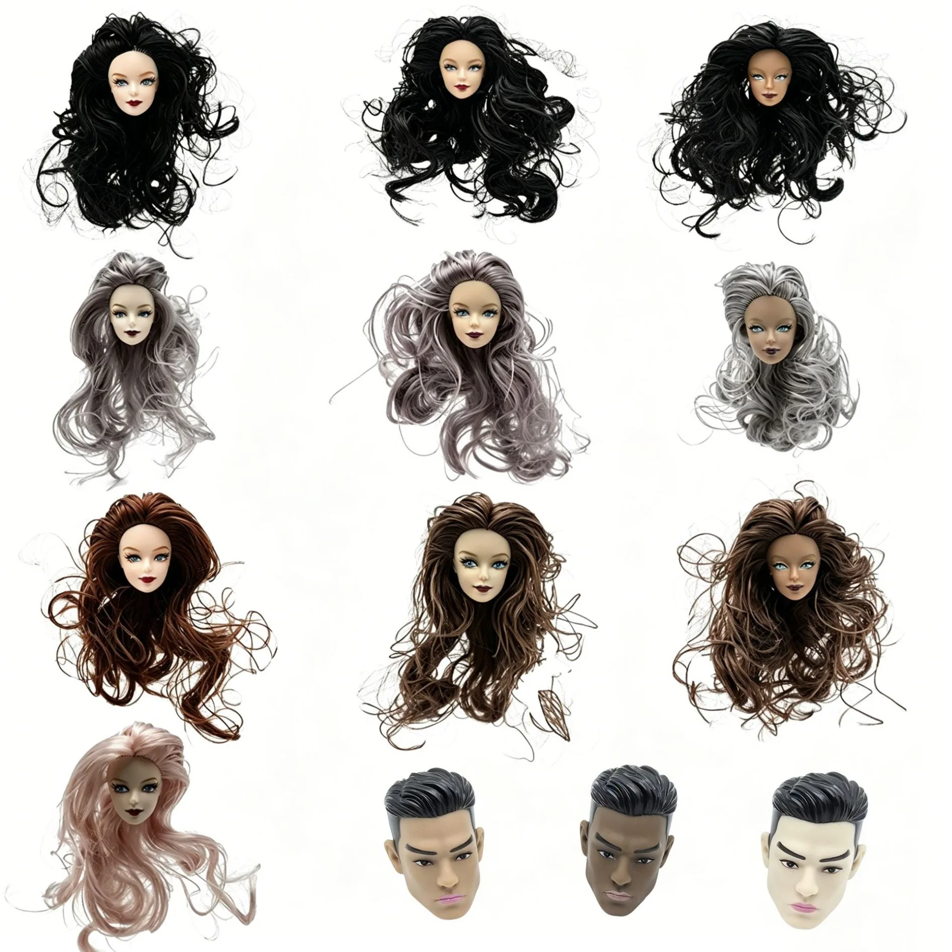 1/6 Supermodel Doll Head Parts Men KEN /Female Figure Blue Eyes/Red Lips Fashion Make-up Normal/Black/Skin For 30cm Babi Doll