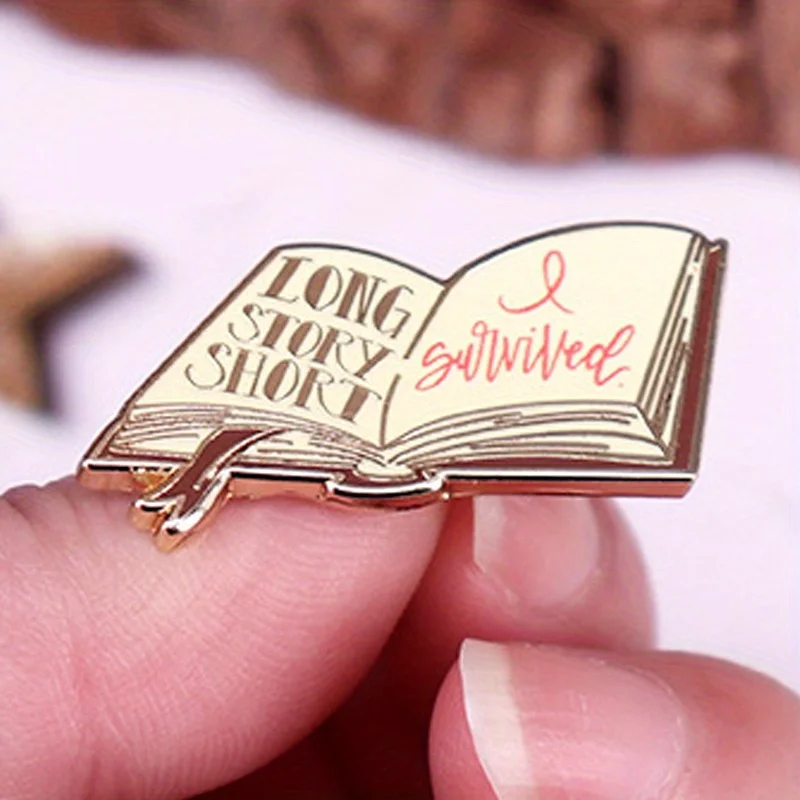 “Long story short, I persevered through” enamel pin Brooch music inspired badge