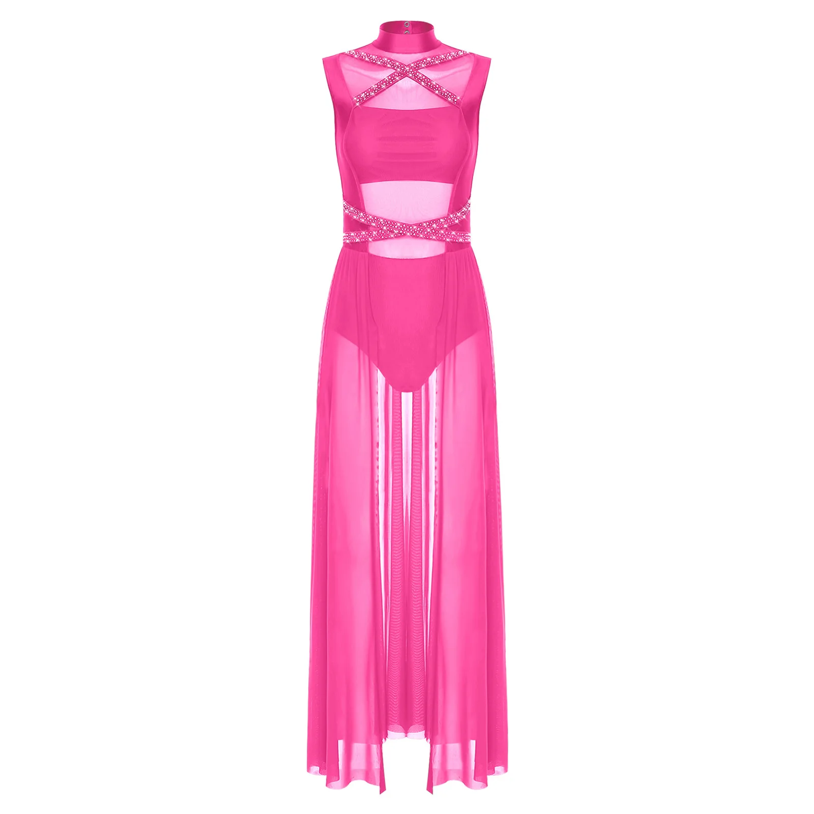 

Women Lightweight Ballet Waltz Modern Dance Leotard Dress Lyric Sheer Mesh Breathable Dance Bodysuits Stage Performance Costumes