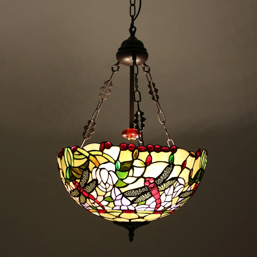 High End Quality 16 Inch Color Glass Dragonfly  Chandeliers Bedroom Bar Cafe Continental Lamps Lighting