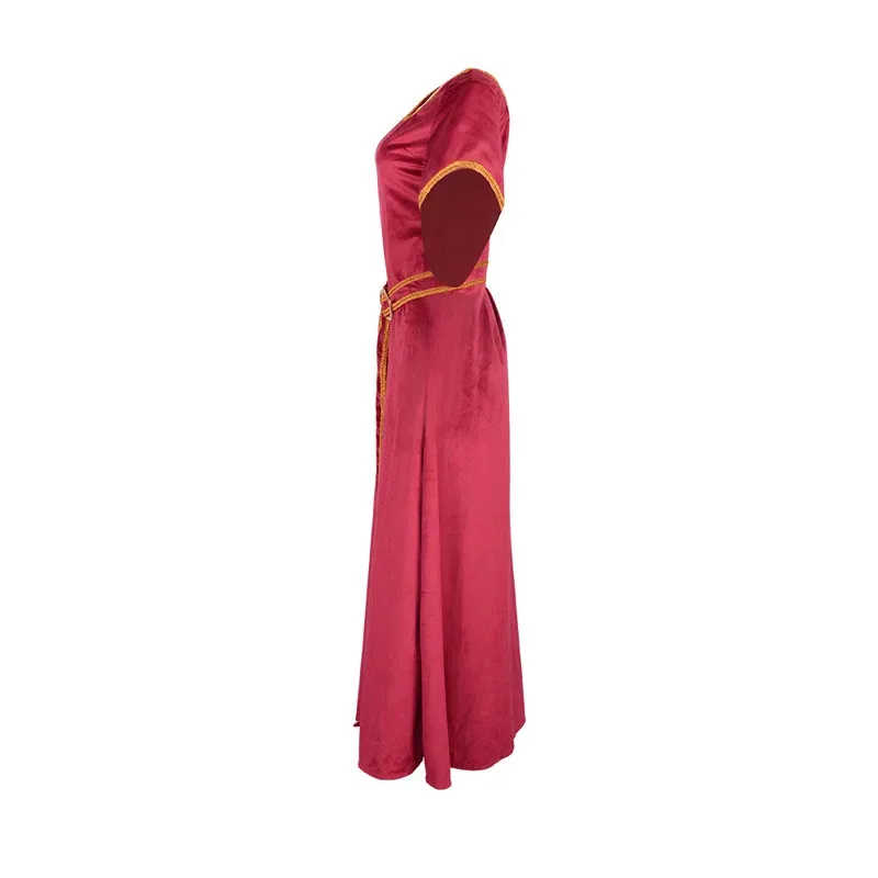 Cosplay Anime Rapunzel Madre Gothel Vestido Borgoña Palacio Vintage Falda Larga Cinturón Disfraz Halloween Carnaval Kit Adk;3,c'5.b;8'