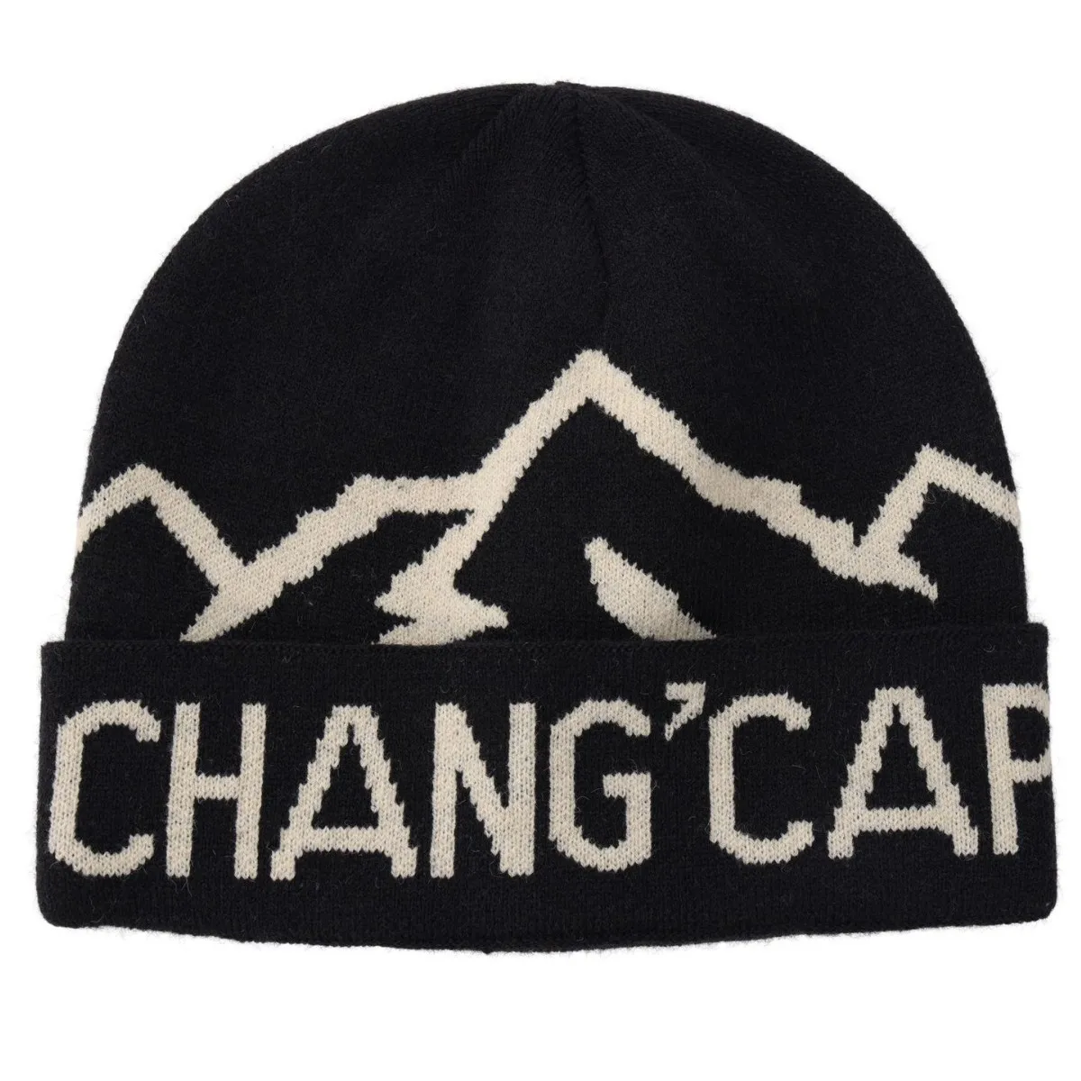 New Model Simple Letter Jacquard Flanged Knitted Caps Men's and Women's Anti Cold Windproof and Warm Fitting Beanie