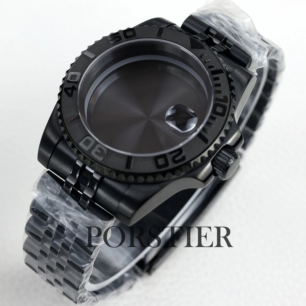 Diver Black PVD 40mm Mens NH35 Case Sapphire Glass for NH34 NH35 NH36 movement 28.5mm Dial Submariner Yacht-master Watch Case