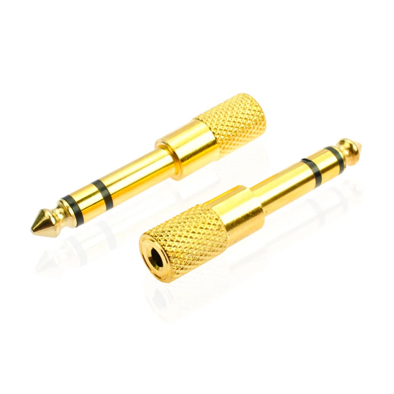 6.5 مللي متر ذكر إلى 3.5 مللي متر أنثى جاك التوصيل الصوت ميكروفون سماعة الرأس الغيتار تسجيل محول صغير 6.5 محول كابل مساعد مطلية بالذهب