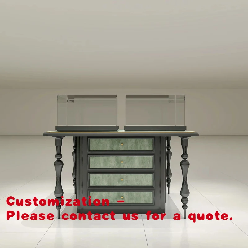 Vitrina de Exhibición de Joyería de Lujo Personalizada, Ecológica, Precio de Fábrica, Madera Pintada, Acero Inoxidable, Vidrio Templado, Iluminación LED