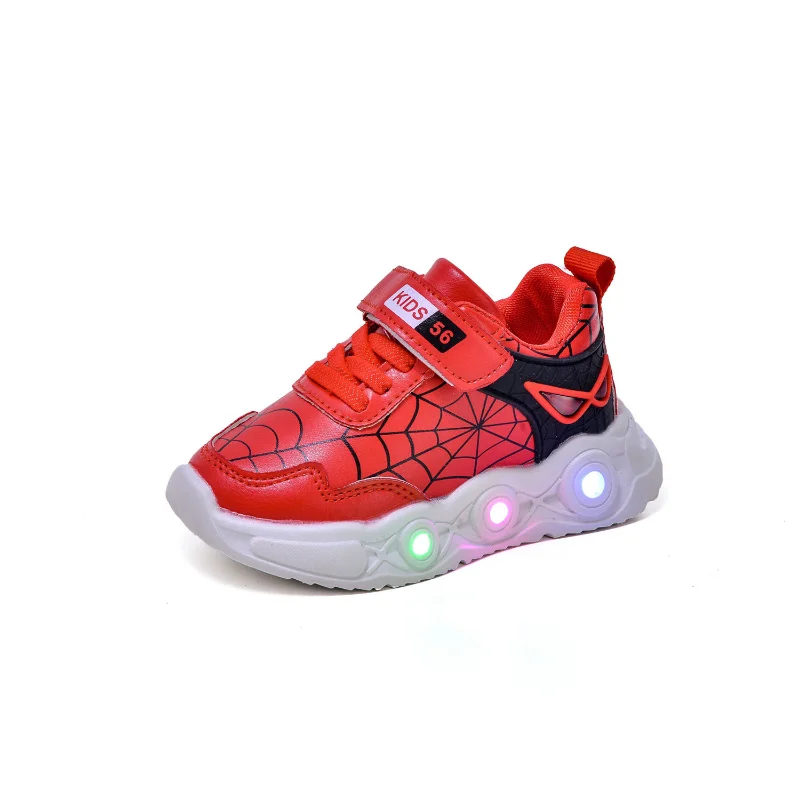 Disney Fashion Spiderman Baby Boys Sneakers Spring/autumn Children\'s Shoes Lighted Sneaker Trendy Kids Boy Sports Casual Shoes