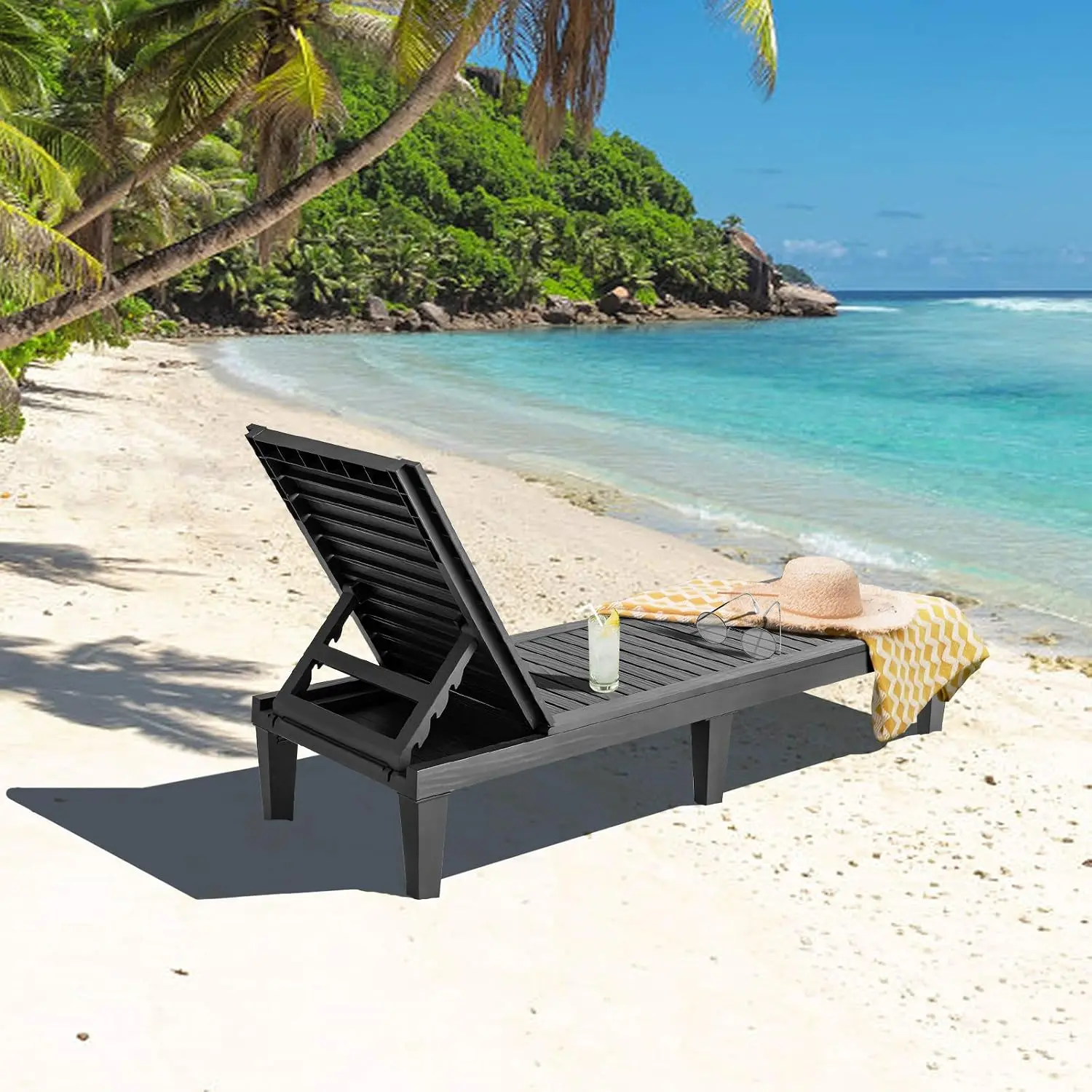 5-Position Adjustable Outdoor Chaise Lounge Set, Weather-Proof Rust-Resistant Recliner for Patio Poolside, Customized