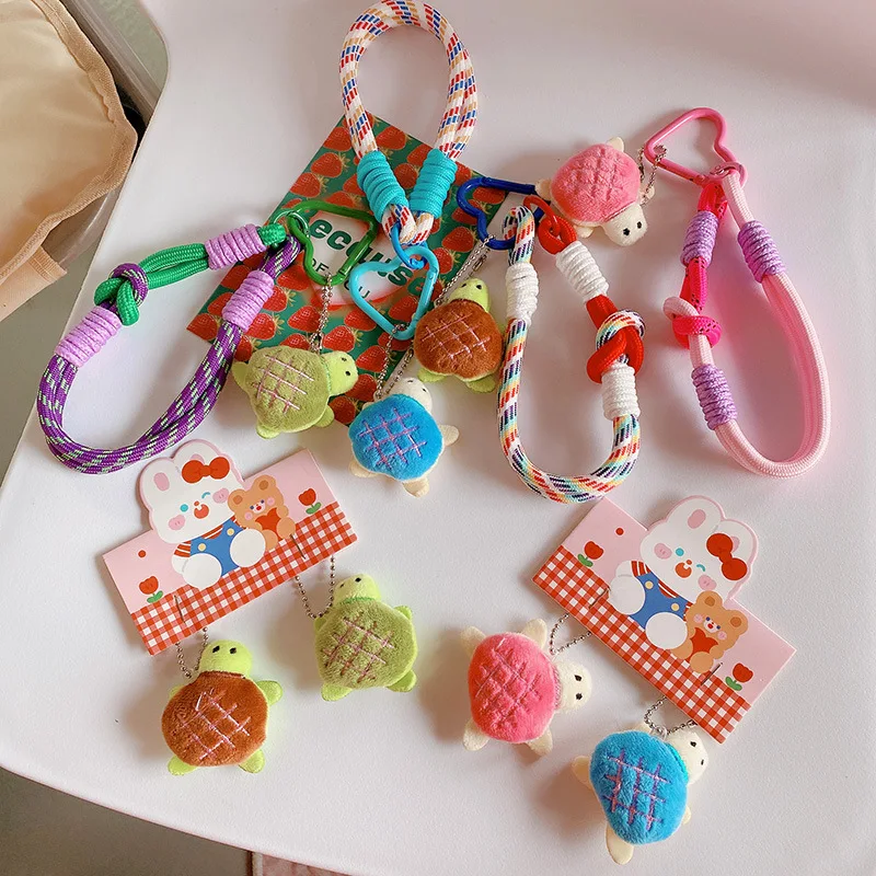 Cute Small Turtle Plush Doll Keychain For Bag Pendant Creative Turtle Stuffed Doll Wristband Keyrings For Mobile Phone Chain