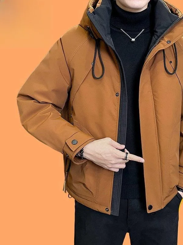 

Trendy Winter Warm Hat Jaet Men's Workwear Versatile Thi Du down Filling ort Sle Busin Sle Chinese Production