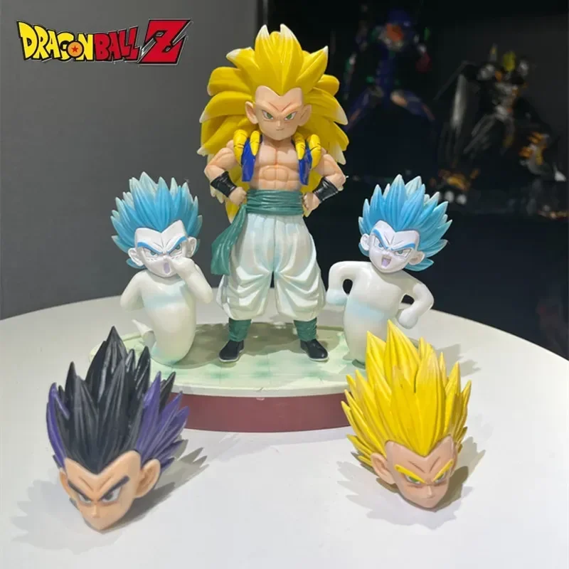 Dragon Ball 20cm Series Gotenks Super Saiyan 3 con tre teste testa scolpire figura di ricambio modello ornamenti giocattoli da collezione