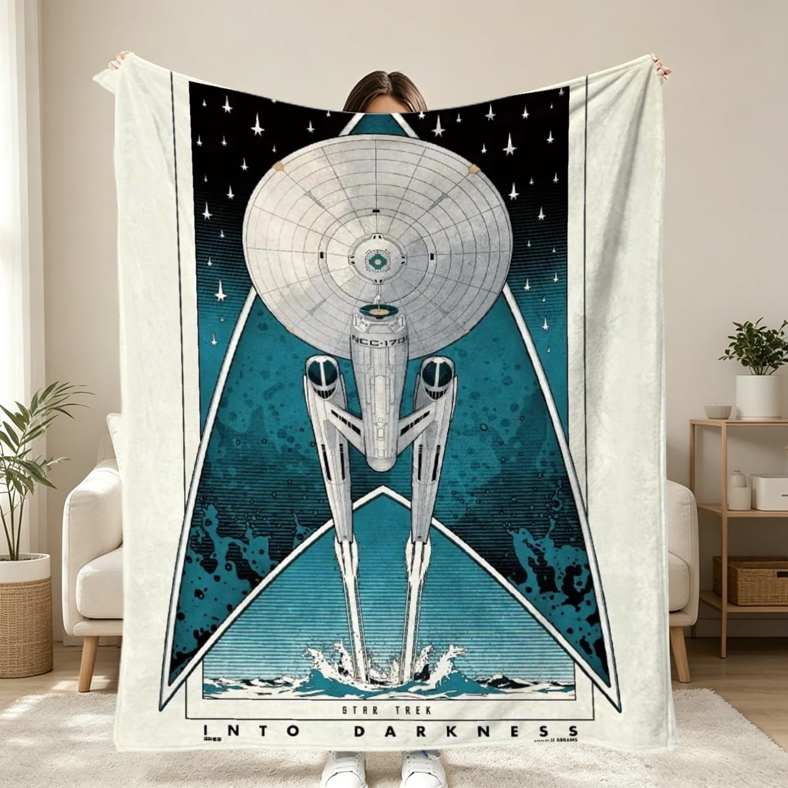 Flannel Fleece Blanket 1Pcs S-Star T-Trek Printed, Soft Washable Throw Blanket for Home Living Room Bedroom Office Travel Use