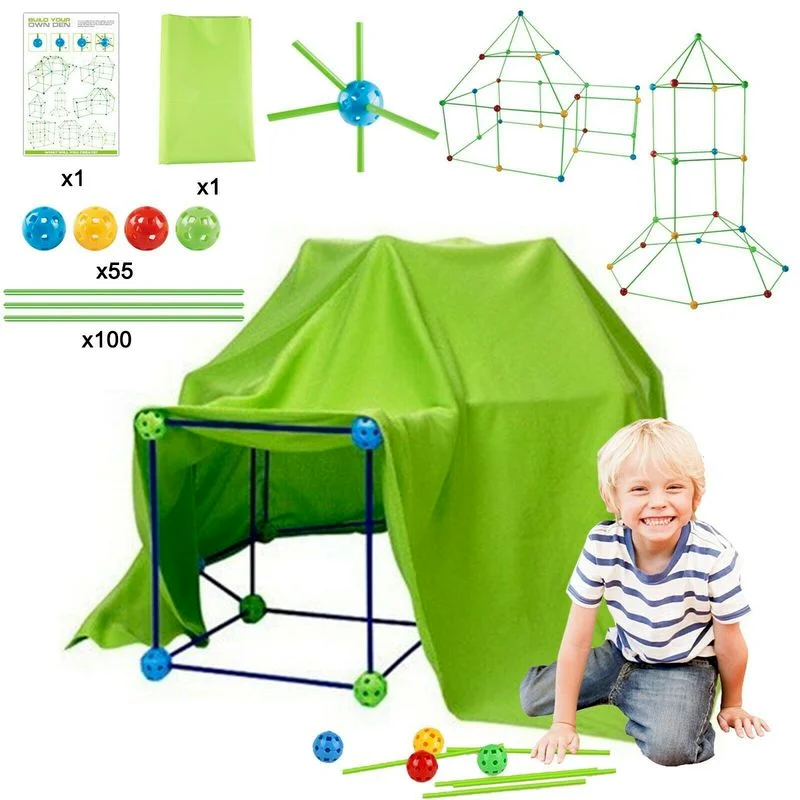 Construction Fort Building Castles Tunnels Tents 3D Magination  Cultivation Play House Assemble Toys Build Your Own Den Kid Gift