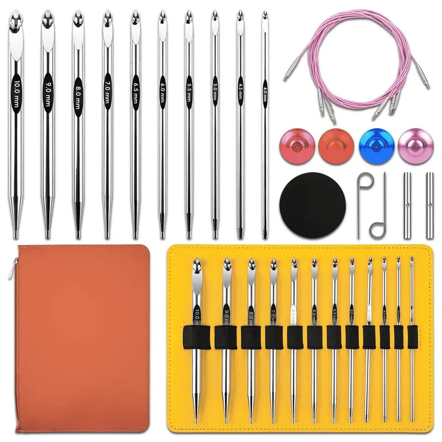 

Crochet Hooks Set Tunisian Crochet Hook, Interchangeable Metal Tunisian Crochet Hooks Set with Cable, Tunisian Crochet Hooks, Ni