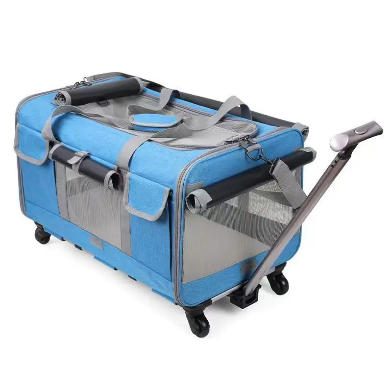 

Cat out bag new portable pet trolley case removable universal wheel breathable foldable large-capacity pet bag