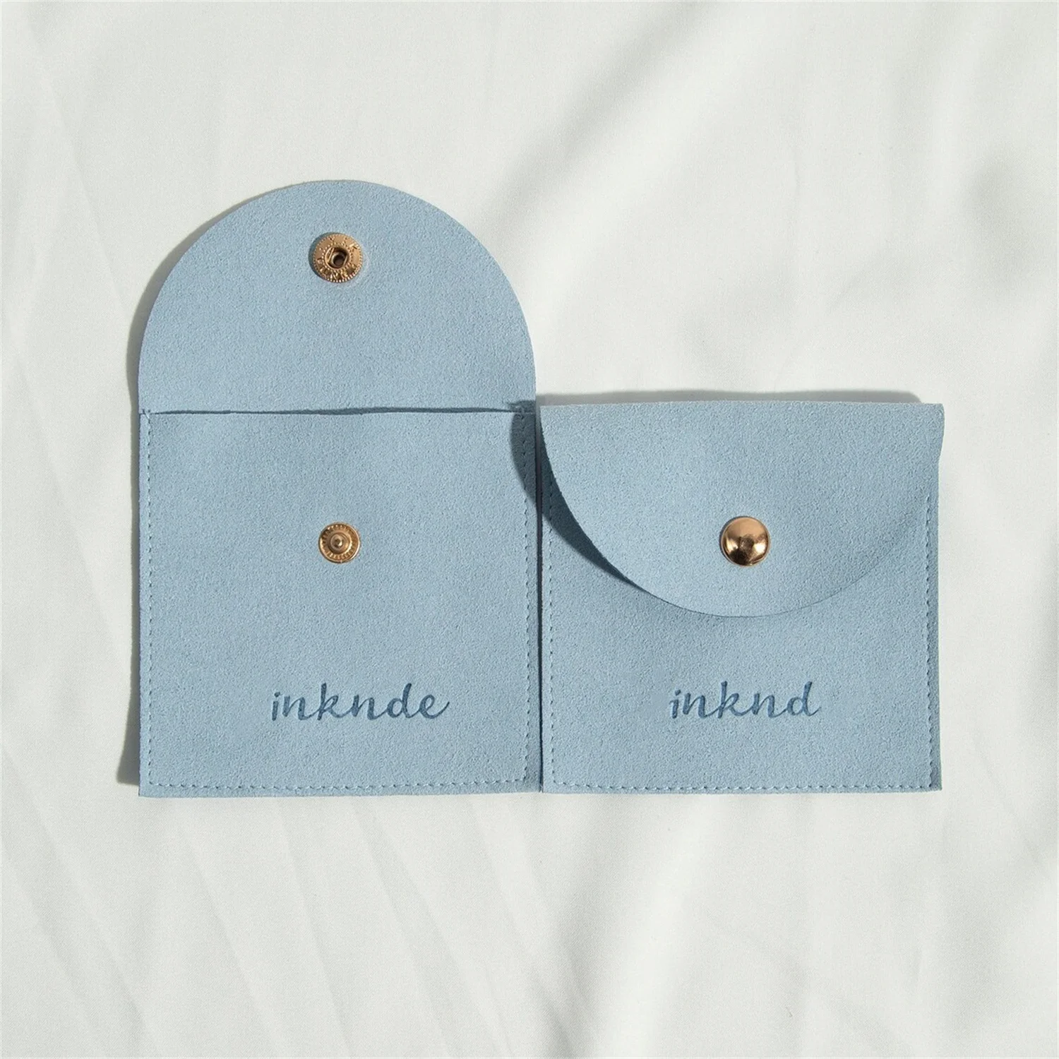 

New style 8x8cm size Round Microfiber Jewelry Pouch With Button Custom Jewelry Bag Personalized Embossed Logo Print Ring Necklac
