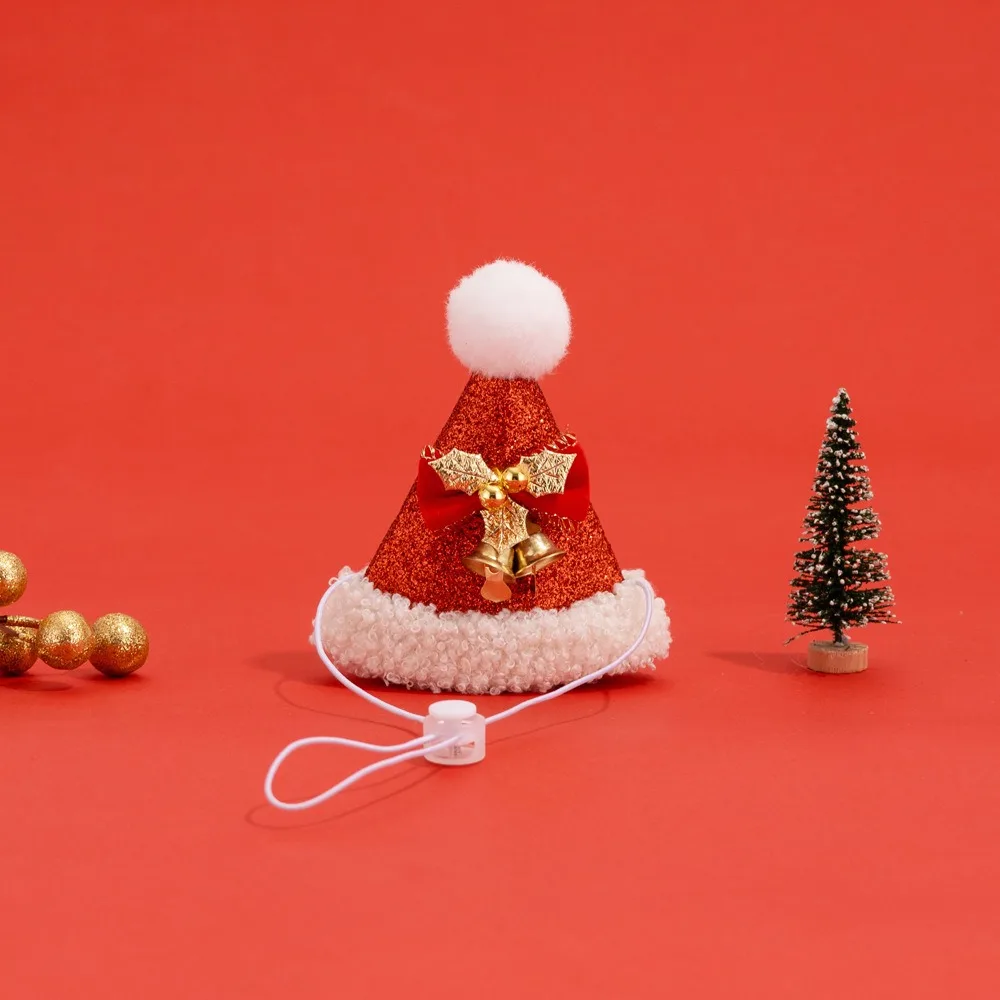 جديد عيد الميلاد القط قبعة لطيف الكرتون الأحمر عيد الميلاد القط مخصص الخريف الشتاء الزخرفية الحيوانات الأليفة واللباس لوازم للكلاب #2