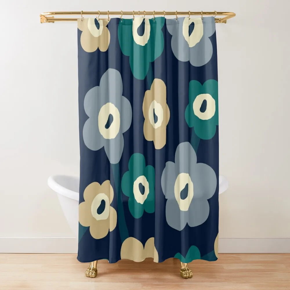 

Iconic Modern Scandinavian Garden in Navy, Blue, Green and Beige Shower Curtain Bathroom Shower For Shower Curtain