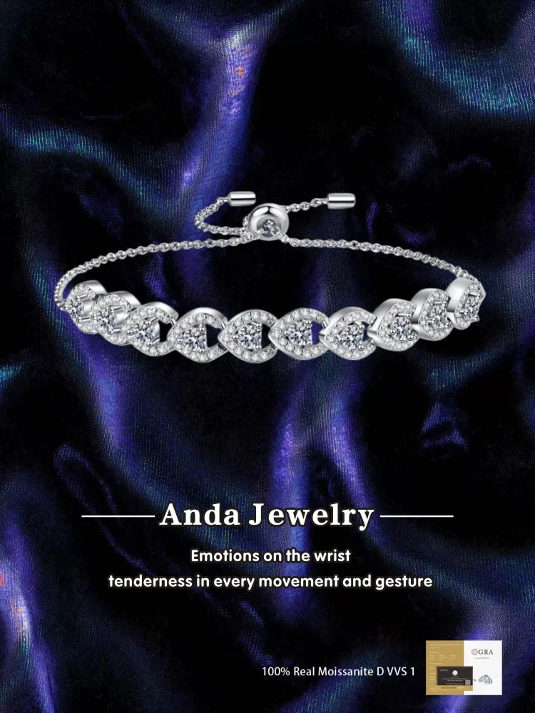 

Муассанит из стерлингового серебра 925 пробы, роскошный блестящий персонализированный браслет, дизайнерские ювелирные изделия, сертифицированные