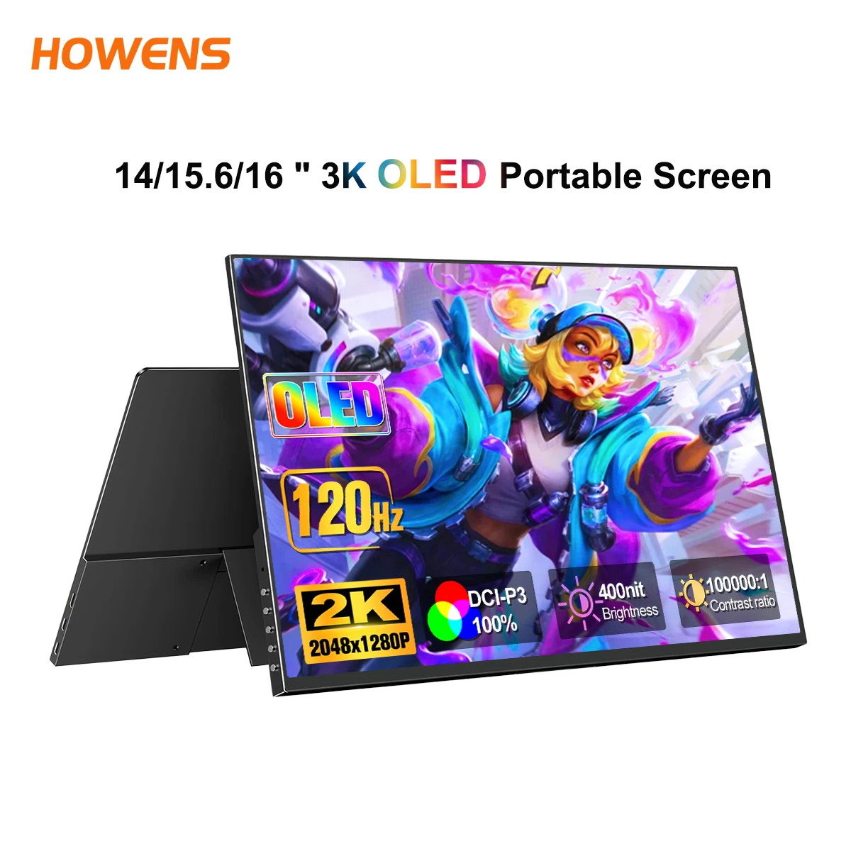 14/15.6/16 inch OLED Portable Monitor 2K 3K 120Hz Gaming HDMI USB-C External Screen Travel Display for PC Laptop PS4 PS5 Xbox