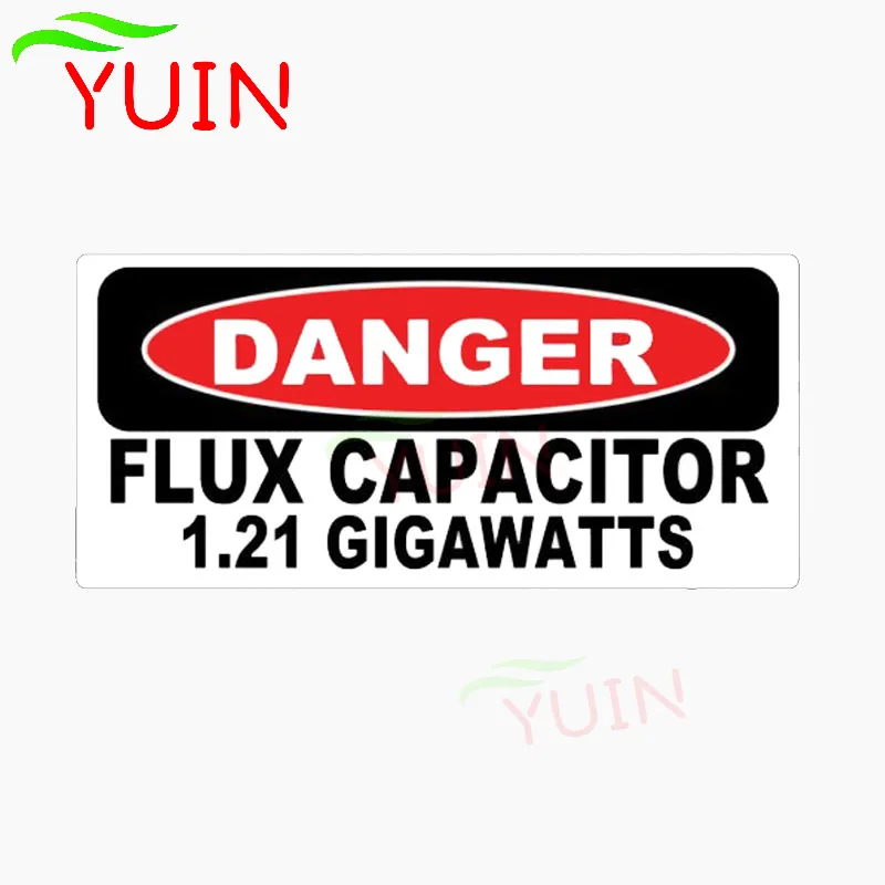 Amusing DANGER FLUX CAPACITOR 1.21 GIGAWATTS Car Sticker Personality Auto Accessories PVC Decoration Waterproof Decal 16*7cm