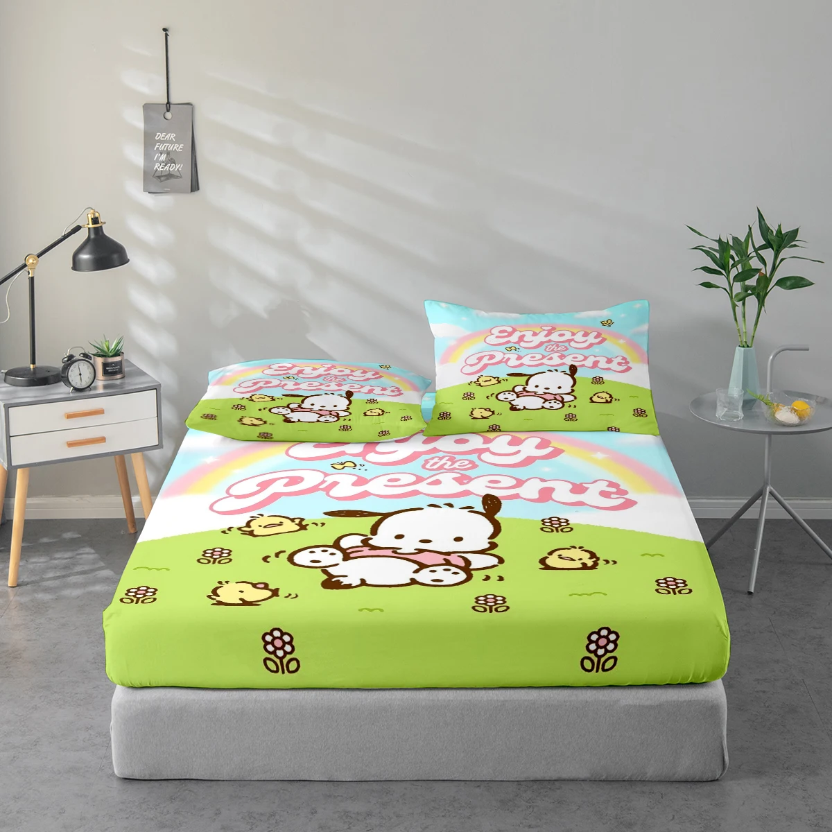 

3-Piece High-Definition Digital Printed Bed Sheet Set, Melody Pattern Bed Sheet Set, Large Floral Print Bed Sheet Set, Includes 1 Fitted Sheet + 1/2 Pillowcase, Suitable for Bedroom, Guest Room, Home Decoration, Polyester Fiber Fitted Sheet + Pillowcase, 