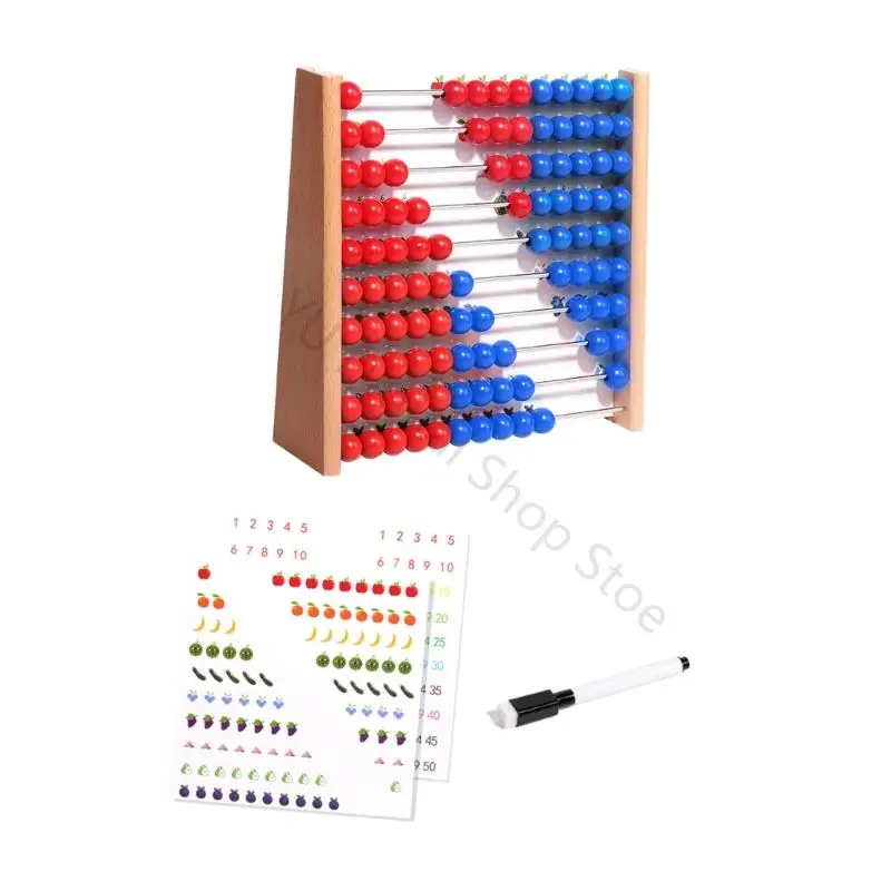 96BA Abakus-Lernwerkzeug aus Holz mit Karten und Stift für Mathematikaktivitäten Klassenzimmer – Detail 4