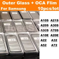 10pcs Front Outer Glass With OCA Film Glue For Samsung Galaxy A10S A20S A30S A50S A70S A21S A22 A52 A72 Screen Touch Lens Panel