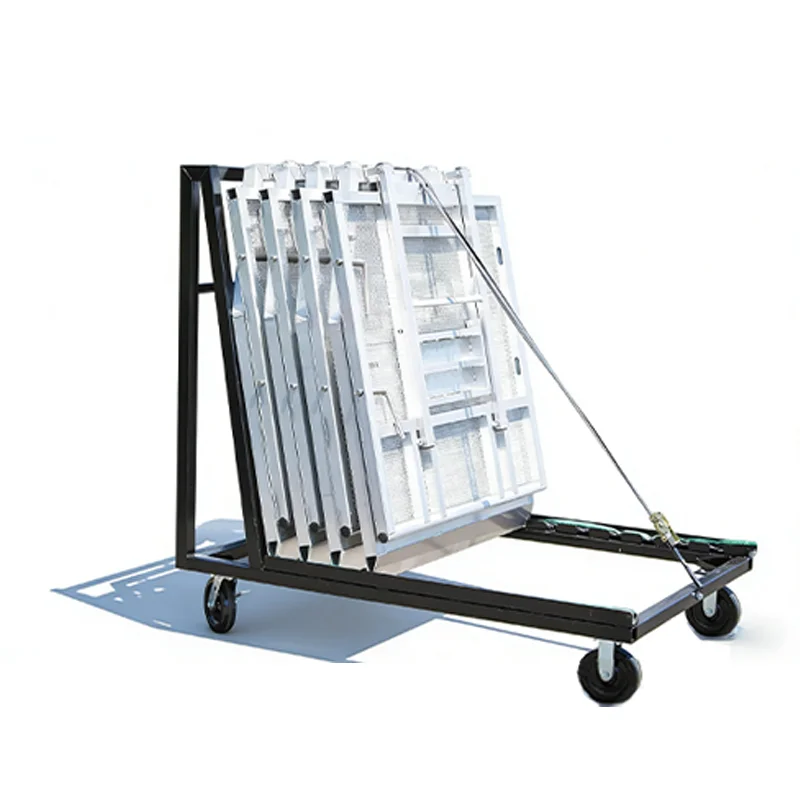 【Wholesale Price】CE ISO Factory Sale Space Saving Powder Coated Steel Stanchion Nesting Cart Wheels Exhibition Crowd Control Bar