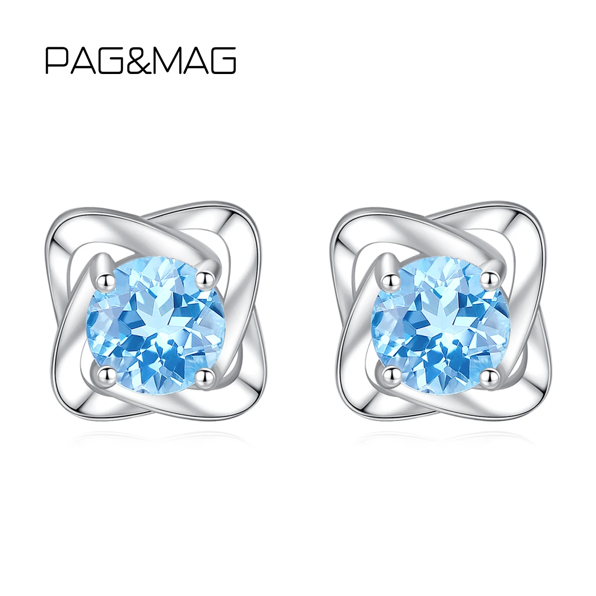 

PAG MAG S925 круглые серьги-гвоздики синего цвета, элегантные ювелирные изделия с четырьмя листьями клевера для женщин, свадебный минимализм, свадебная вечеринка