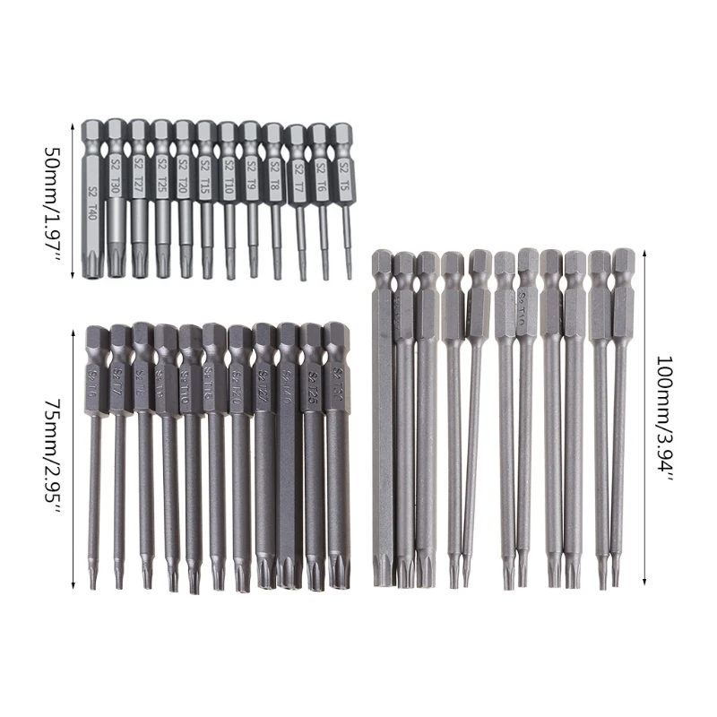 Imagem -06 - Conjunto Brocas Segurança à Prova Adulteração Torx Chave Fenda Plana para Cabeça Bits 367d 11 12 Pcs