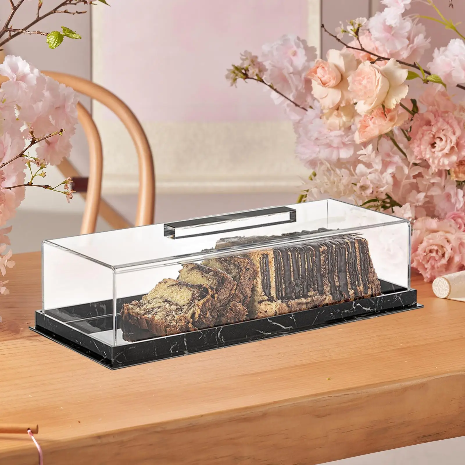 Bakery Pastry Display Case Dessert Display Plate Rectangular Display Box Cake Stand for Store Commercial Birthday Donut Chips