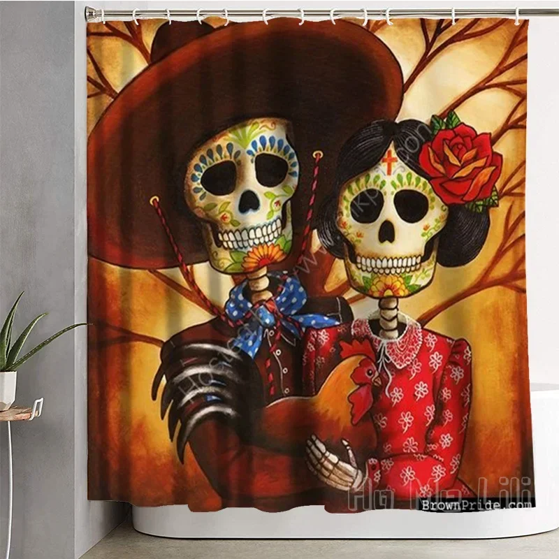 Dia De Los Muertos Series Shower Curtain By Ho Me Lili Mexican Folk Art Day Of The Dead Wedding Painting  Colorful Sugar Skulls