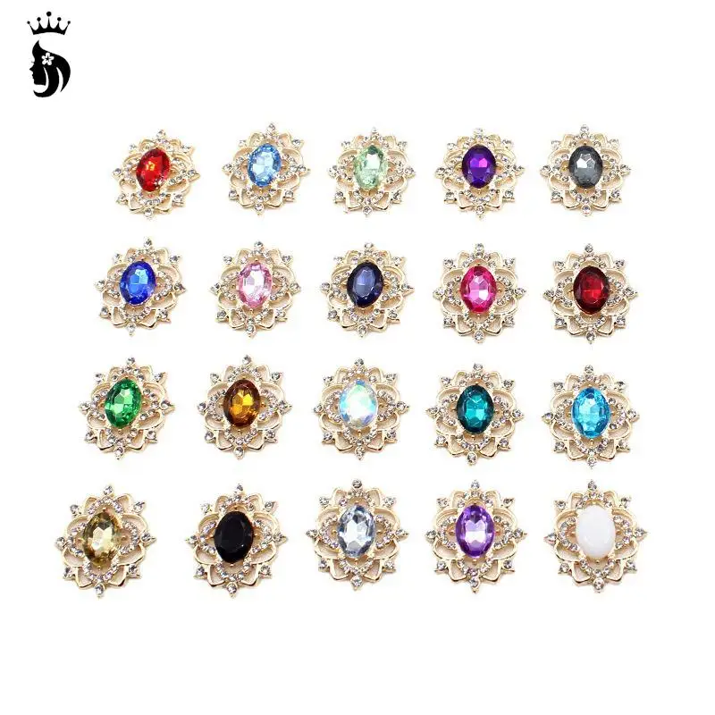 27*31MM Oval Water Diamond Alloy Flower Plate Jewelry Accessories Diy Wedding Dress Bow Headwear Jewelry Accessories