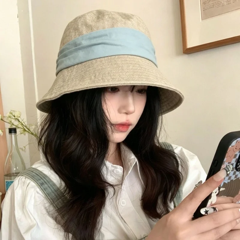 Versatile Sun Shading Split Fisherman Hat Large Eaves Foldable Bow Basin Spring Summer Small Face Display Outdoor Fishing Cap